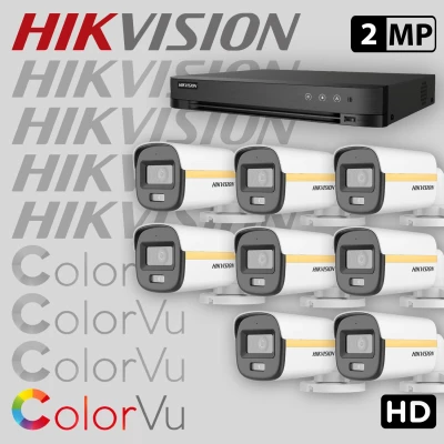 Комплект за видеонаблюдение HIKVISION ColorVu с 8 HD камери с микрофон + рекордер 8HDCV2-2MP-SET