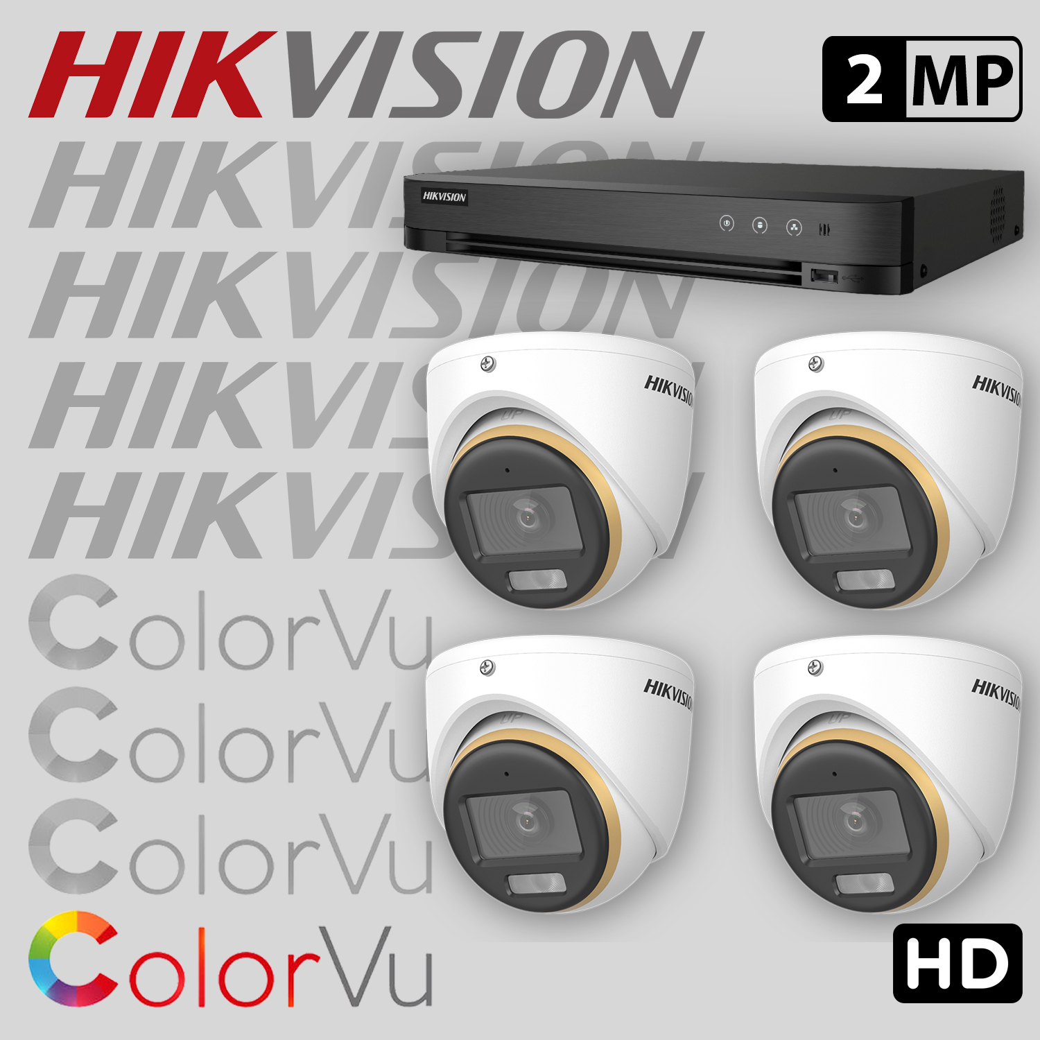 Комплект за видеонаблюдение HIKVISION ColorVu с 4 HD камери с микрофон + рекордер 4HDCV-2MP-SET — 1