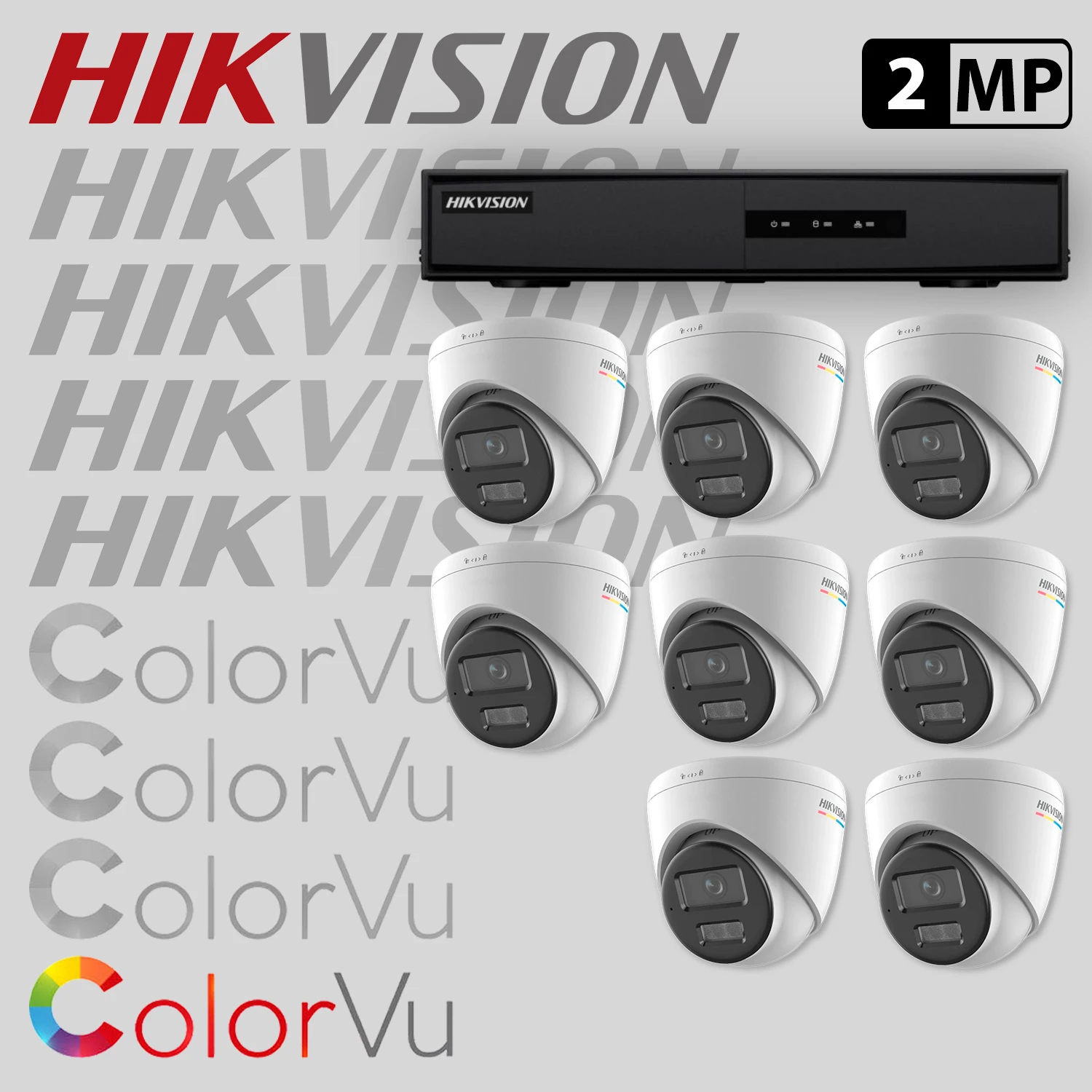 Комплект за видеонаблюдение Hikvision ColorVu с 8 IP камери с микрофон + рекордер 8IP-2MP-SET