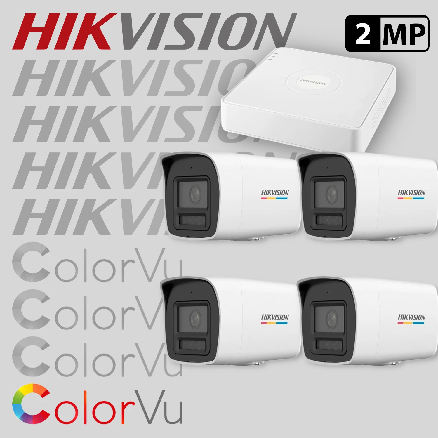Комплект за видеонаблюдение Hikvision ColorVu с 4 IP камери + рекордер 4IP-2MP-SET2 — 1
