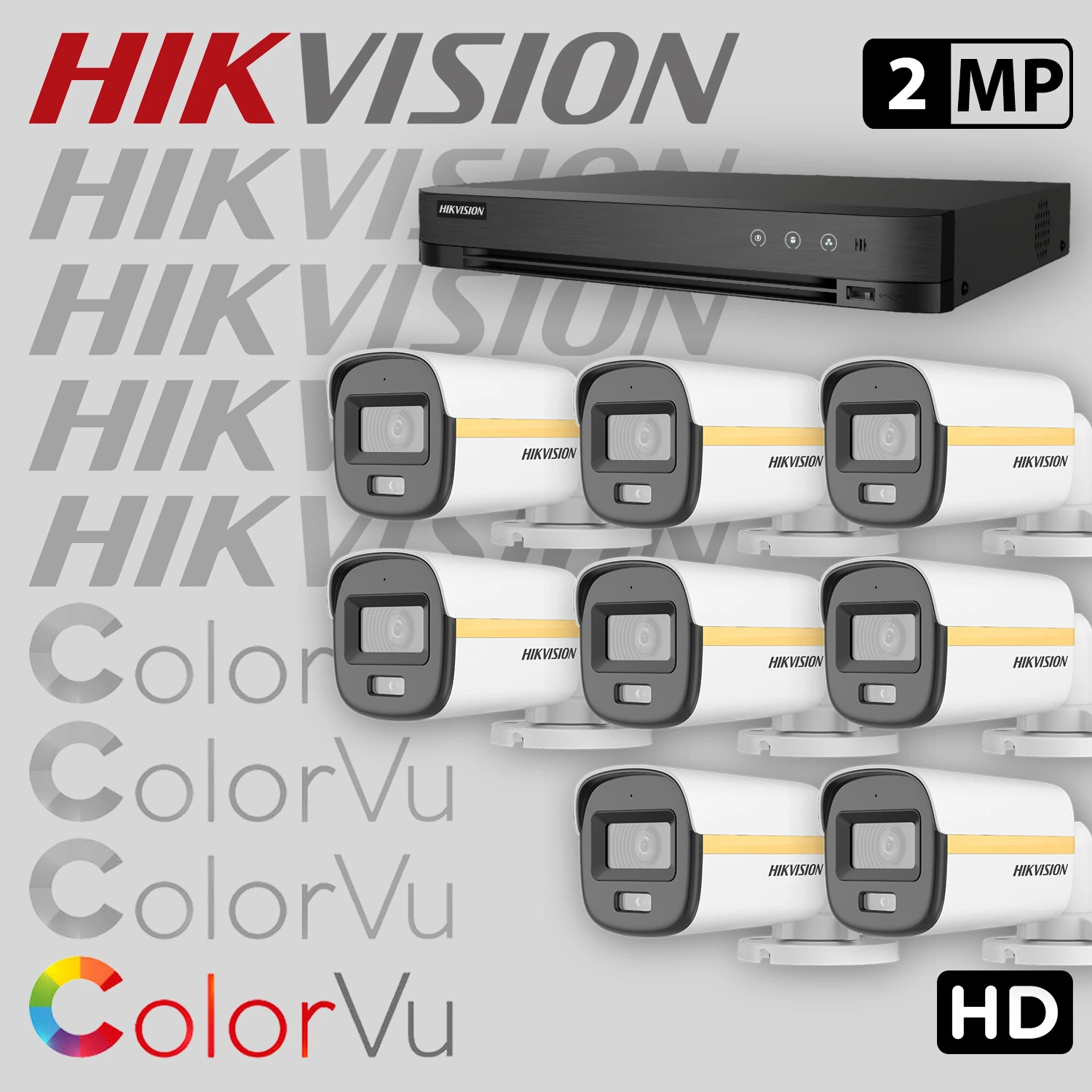 Комплект за видеонаблюдение HIKVISION ColorVu с 8 HD камери с микрофон + рекордер 8HDCV2-2MP-SET — 1