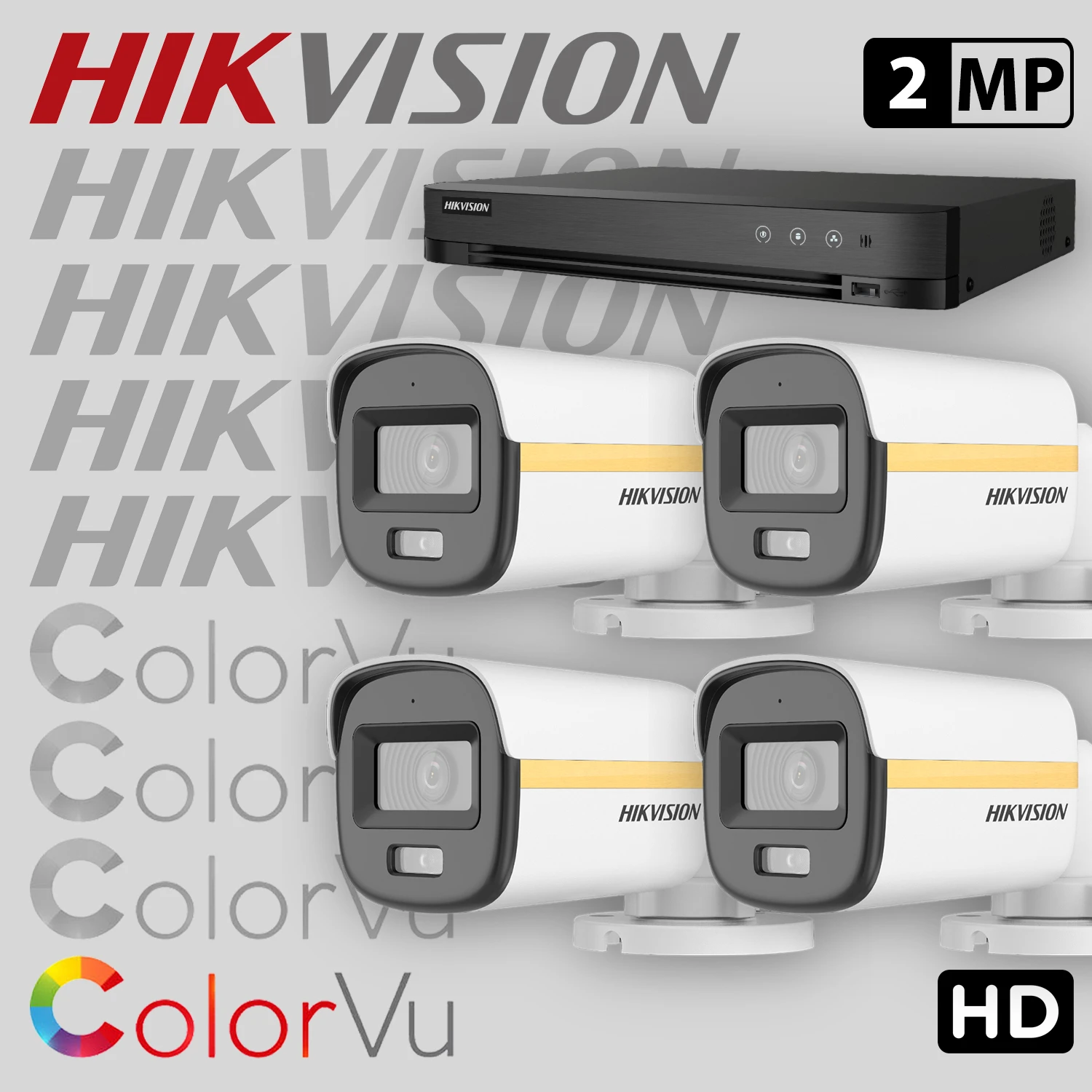 Комплект за видеонаблюдение HIKVISION ColorVu с 4 HD камери с микрофон + рекордер 4HDCV2-2MP-SET — 1