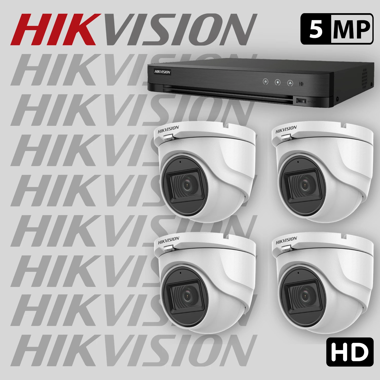 Комплект за видеонаблюдение HIKVISION с 4 HD камери с микрофон + рекордер 4HDV3-5MP-SET — 1