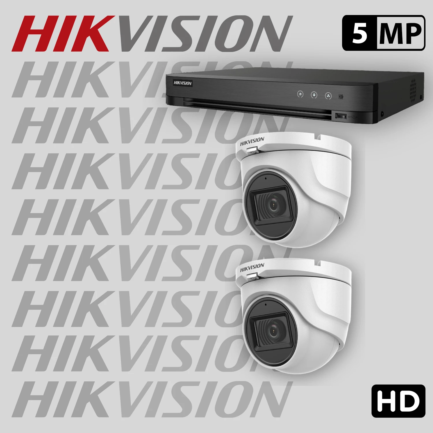 Комплект за видеонаблюдение HIKVISION с 2 HD камери с микрофон + рекордер 2HDV3-5MP-SET — 1