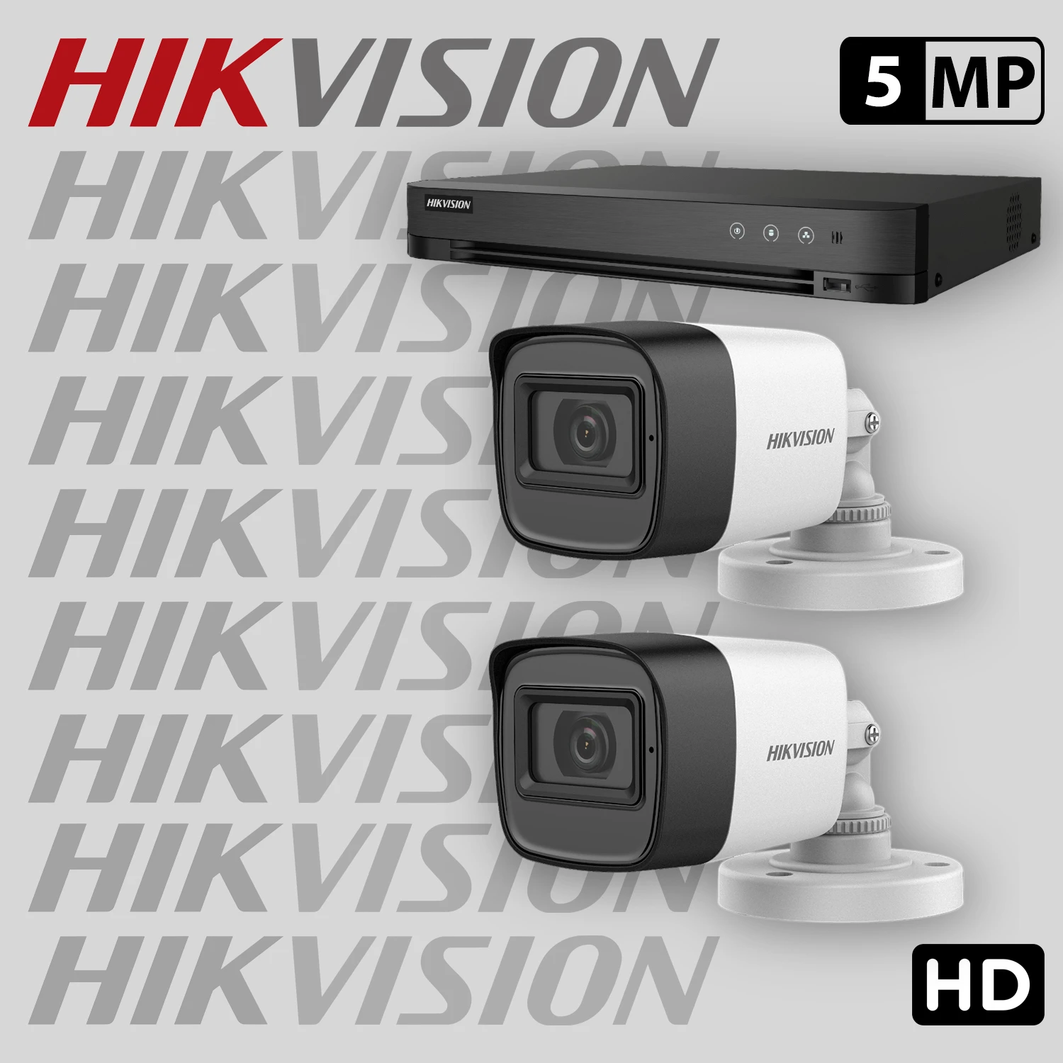 Комплект за видеонаблюдение HIKVISION с 2 HD камери с микрофон + рекордер 2HDV8-5MP-SET