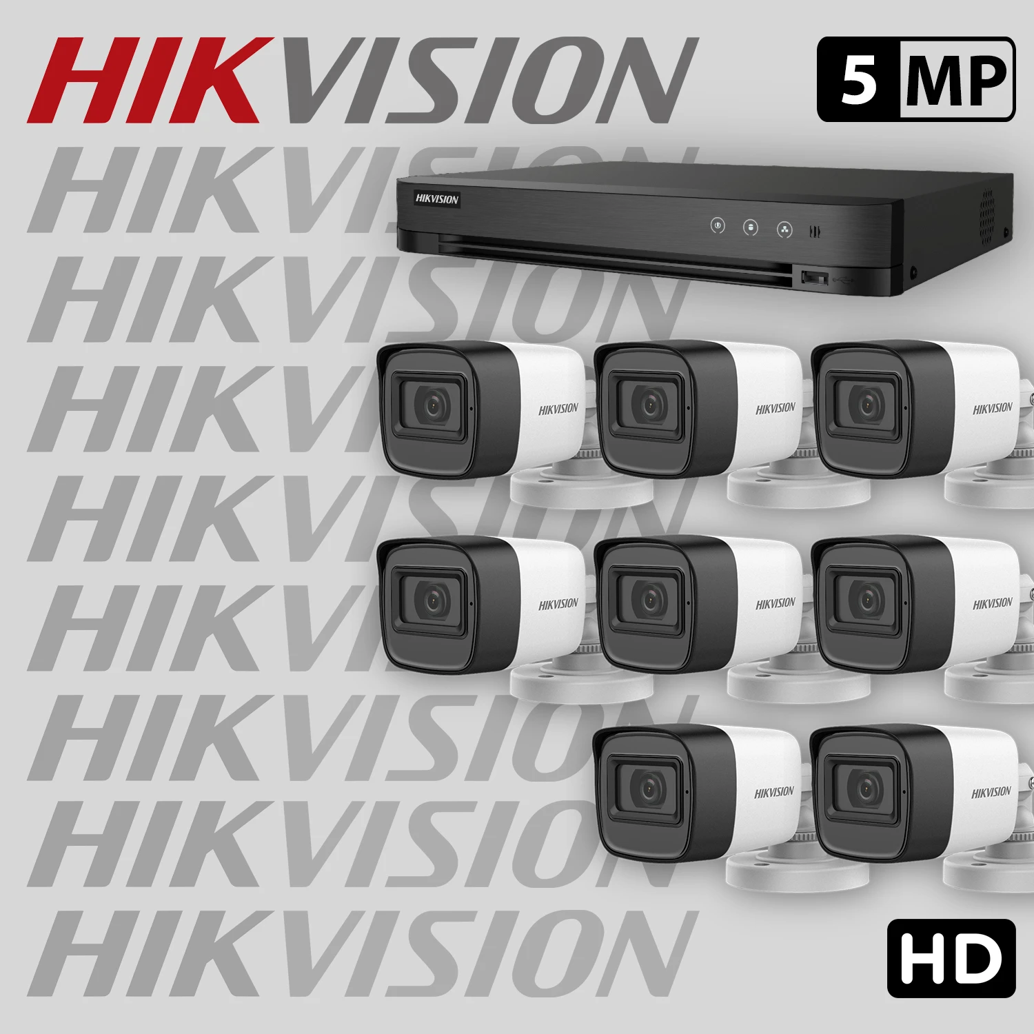 Комплект за видеонаблюдение HIKVISION с 8 HD камери с микрофон + рекордер 8HDV8-5MP-SET