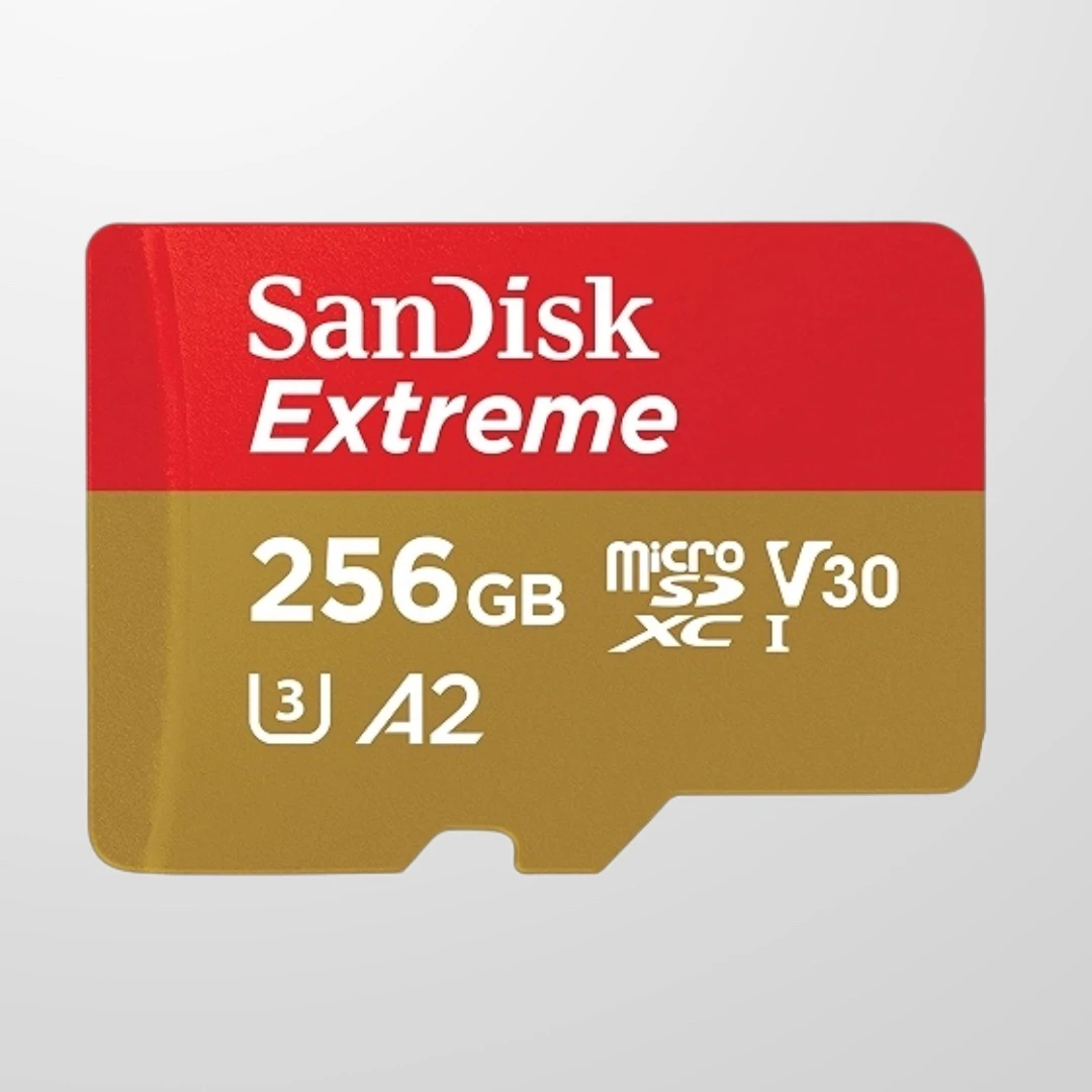 SANDISK Extreme microSDXC 256GB + SD Adapter + 1 year RescuePRO Deluxe up to 190MB/s & 130MB/s Read/Write speeds A2 C10 V30 UHS-I U3